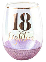 Load image into Gallery viewer, Glitter Stemless 18th Glass
