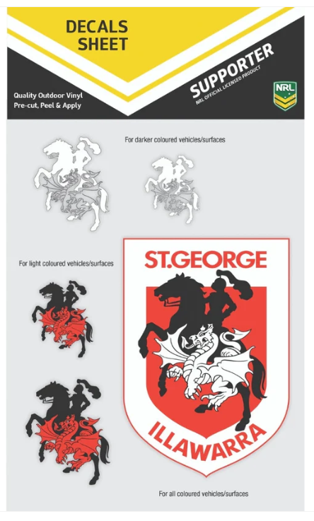 St George Dragons Vinyl Stickers