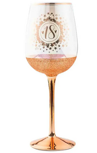 18th Glitter Wine Glass