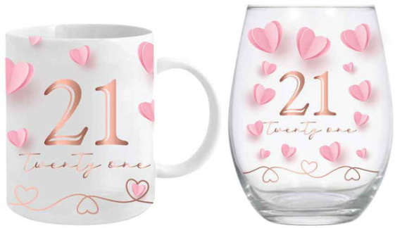 21st Mug & Glass Gift Set