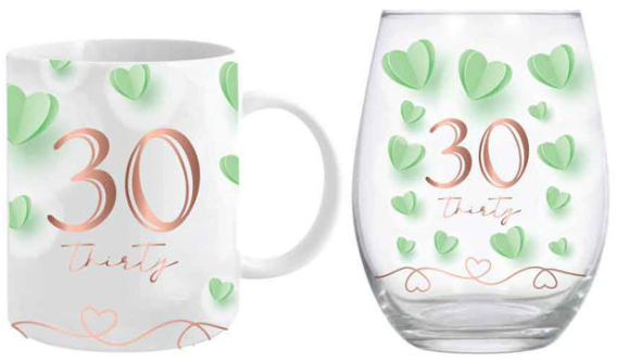 30th Mug & Glass Gift Set