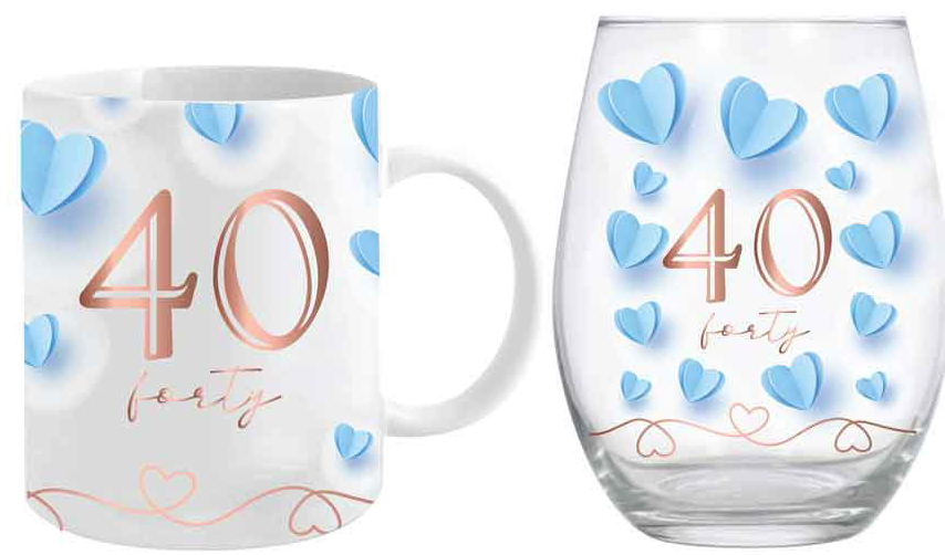 40th Mug & Glass Gift Set
