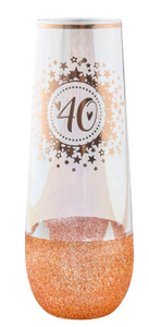 40th Glitter Stemless Champagne