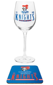 Newcastle Knights Wine Glass & Coaster