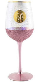 Load image into Gallery viewer, 50th Birthday Pink Glitterati Glass
