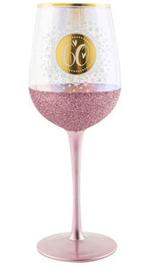 60th Birthday Pink Glitterati Glass