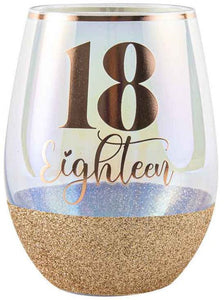 Glitter Stemless 18th Glass