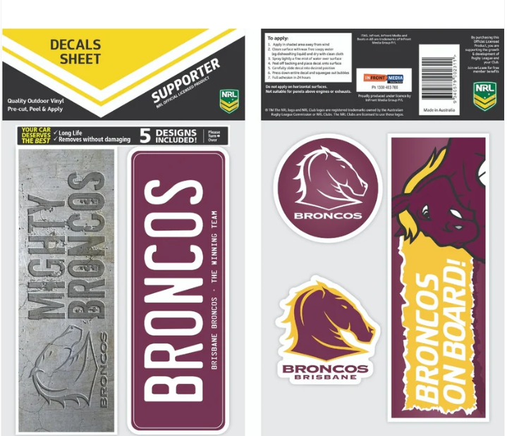 Brisbane Broncos Car Stickers