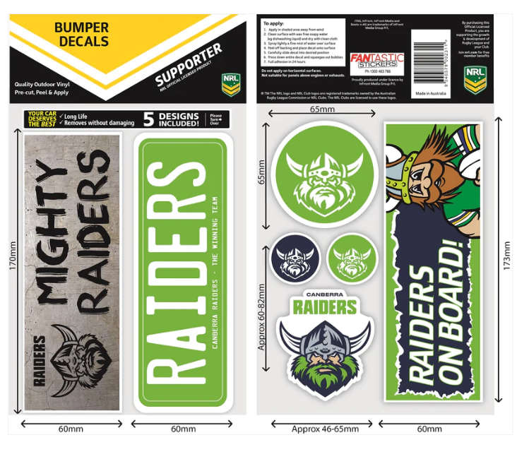 Canberra Raiders Car Stickers