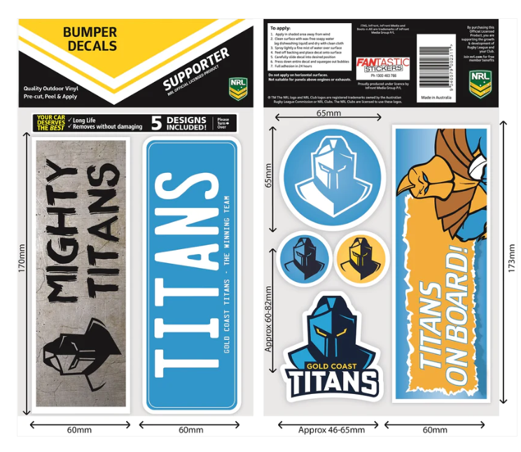 Gold Coast Titans Car Stickers