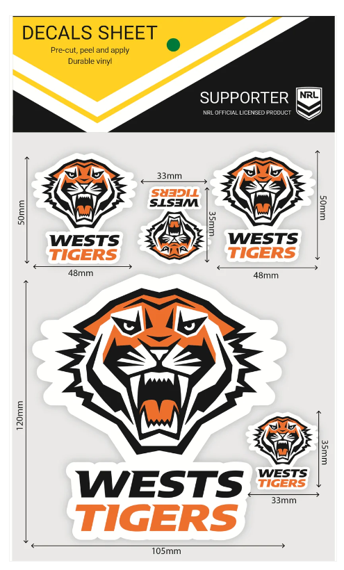 Wests Tigers Vinyl Stickers