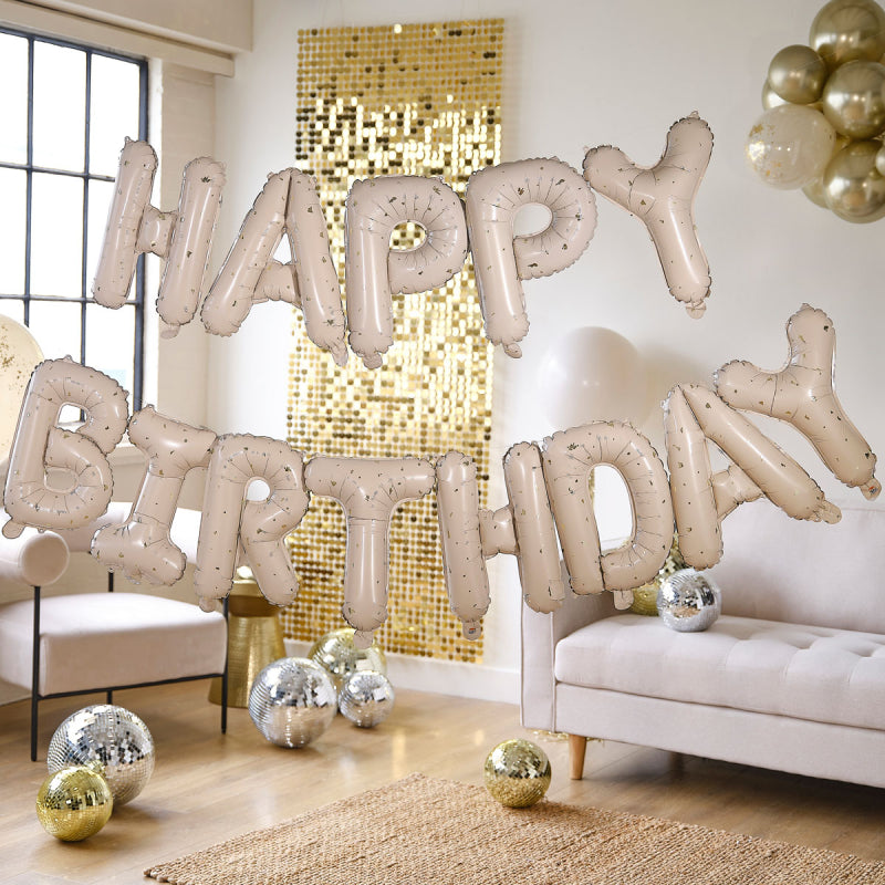 Gold Party Foil Balloons [FLV:Happy Birthday]