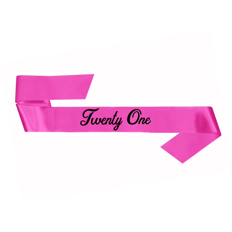 21st Birthday Sash [FLV:Pink/Black]