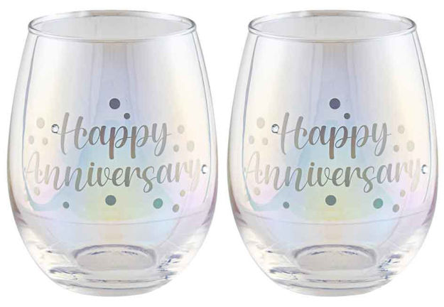 Happy Anniversary Holographic Stemless Glasses