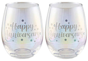 Happy Anniversary Holographic Stemless Glasses