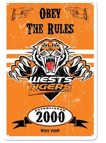 Wests Tigers Retro Tin Sign