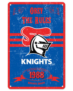 Newcastle Knights Retro Metal Sign