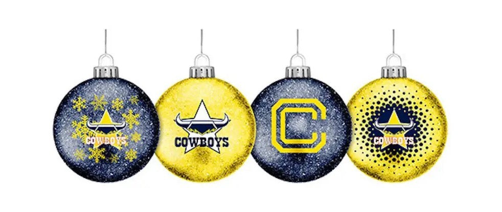 NRL Glitter Baubles 4pk