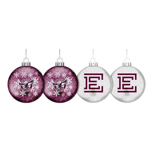 NRL Glitter Baubles 4pk