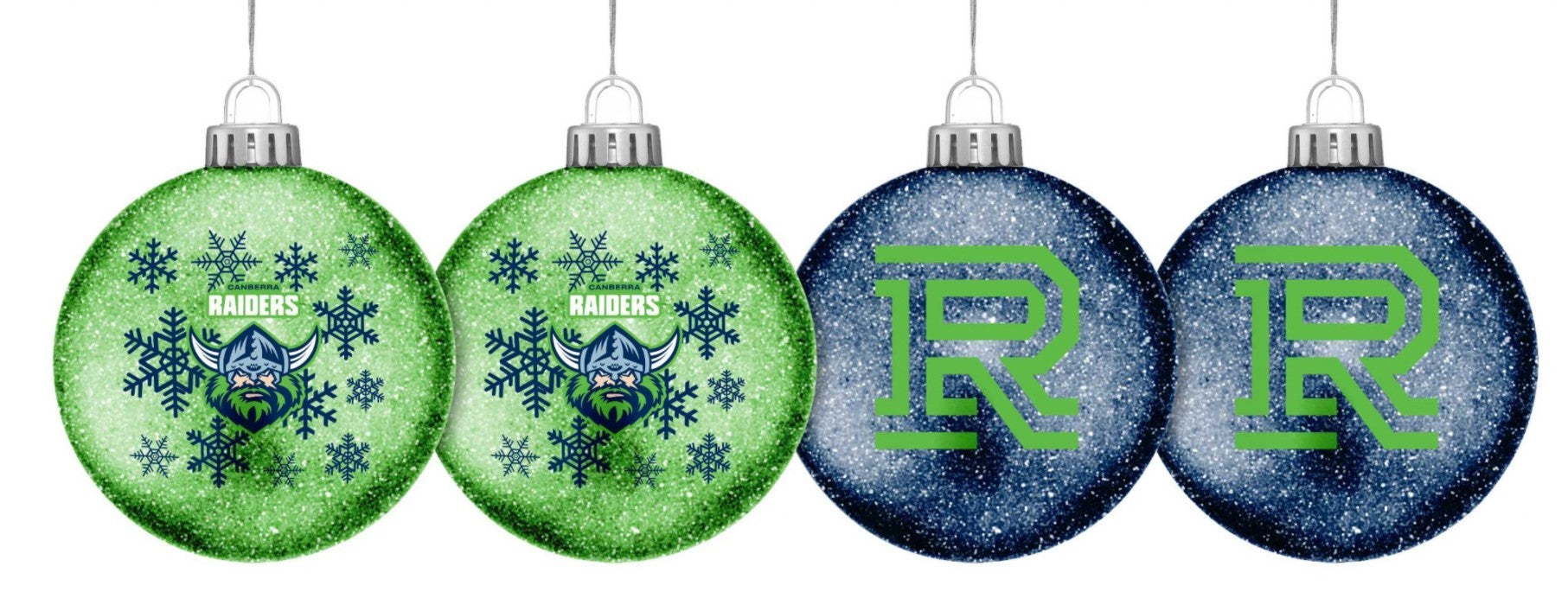 NRL Glitter Baubles 4pk