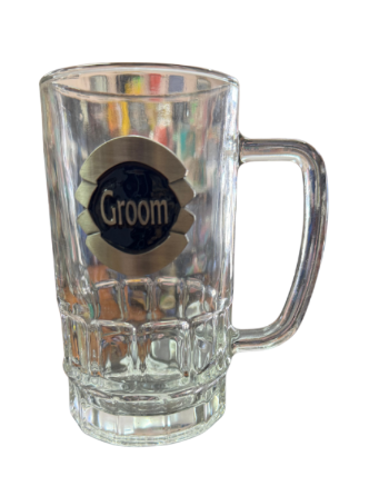 Wedding Badged Glass Stein [FLV:Groom]