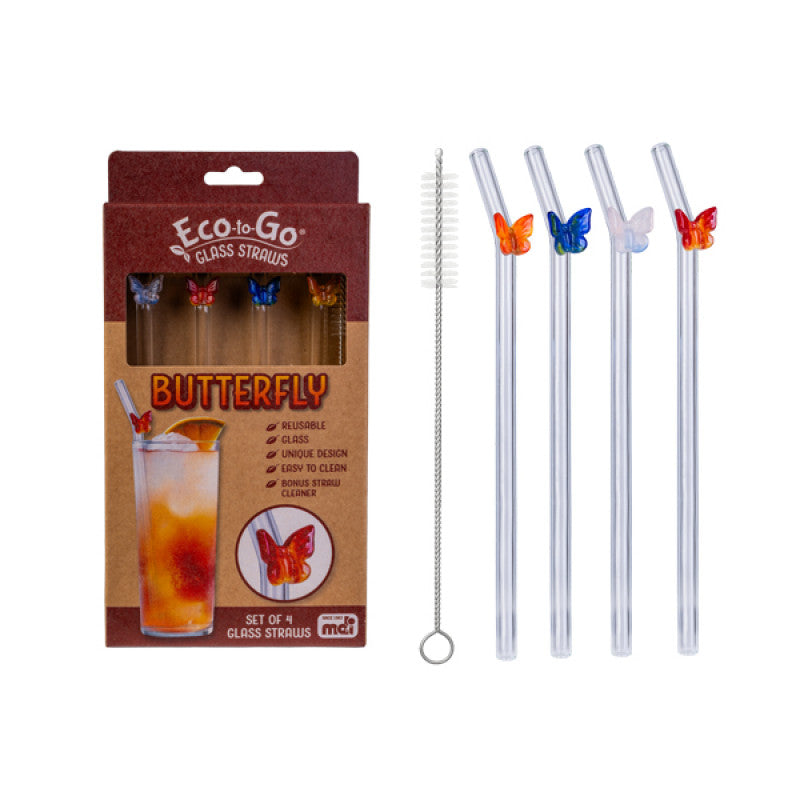 Glass Straws [SZ:4 Pack STY:Butterfly]
