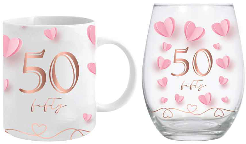 50th Mug & Glass Gift Set
