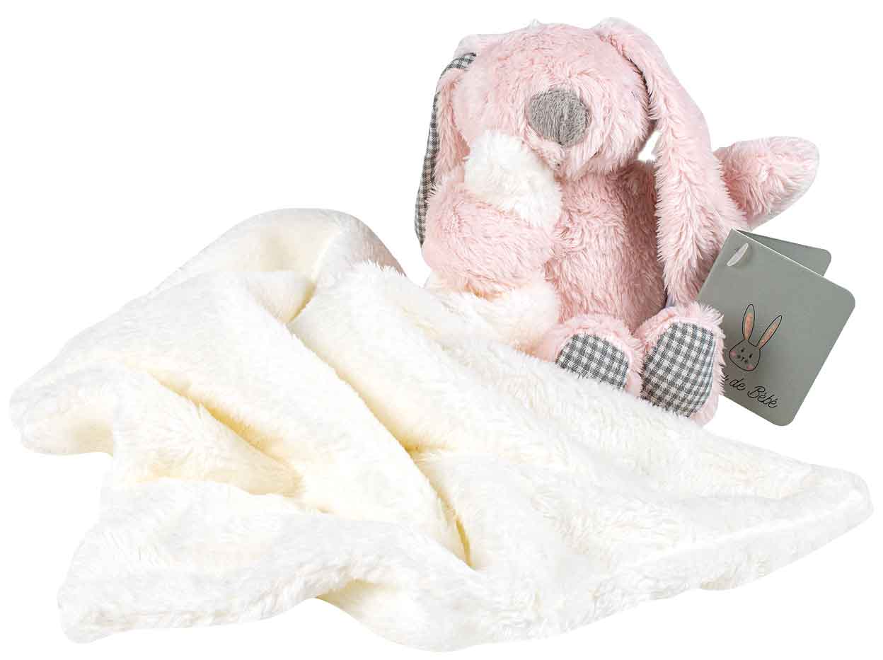 Plush with Cuddle Blanket [FLV:Pink Rabbit]