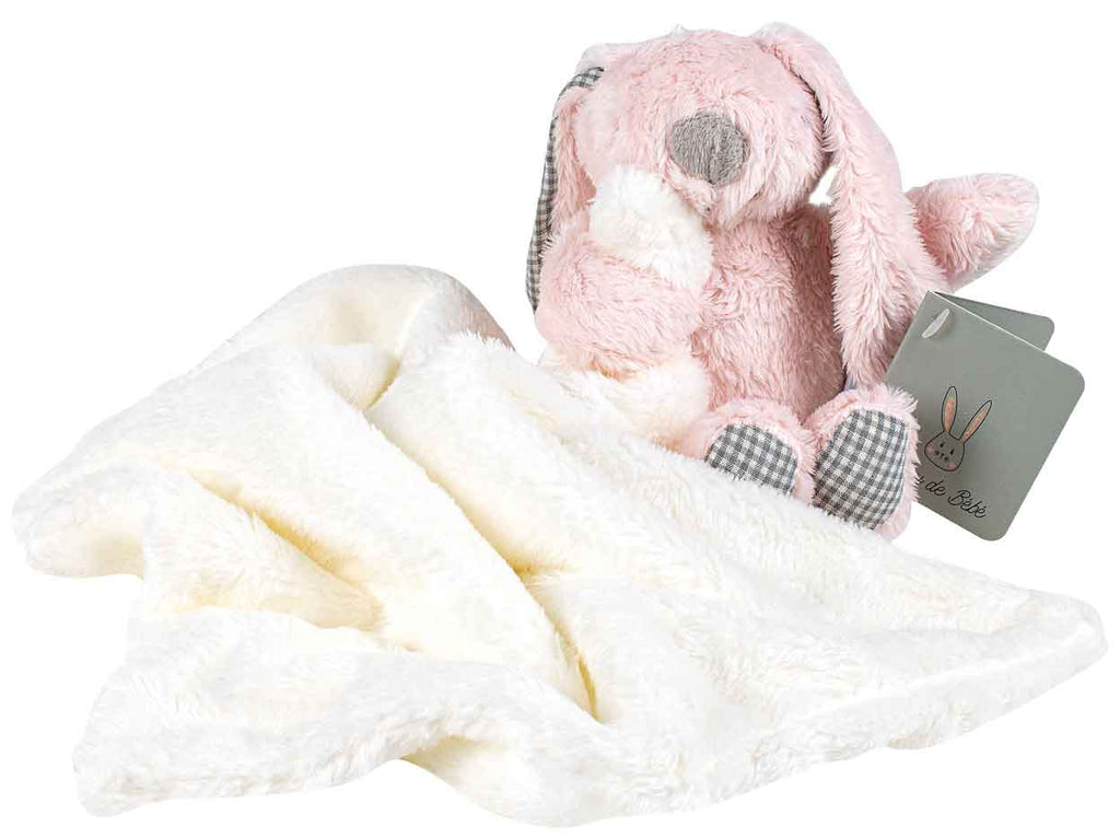 Plush with Cuddle Blanket [FLV:Pink Rabbit]