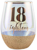 Load image into Gallery viewer, Glitter Stemless 18th Glass [FLV:Gold]
