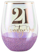 Load image into Gallery viewer, Glitter Stemless 21st Glass [FLV:Purple]
