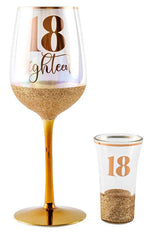 Load image into Gallery viewer, Glitterati 18th Wine &amp; Shot Glass Set
