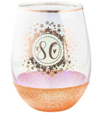 Load image into Gallery viewer, 80th Glitter Stemless Glass
