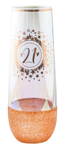 21st Glitter Stemless Champagne