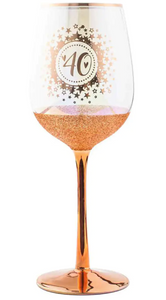 40TH Glitter Wine Glass