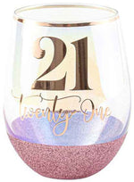 Load image into Gallery viewer, Glitter Stemless 21st Glass
