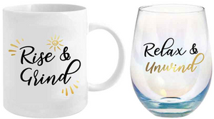 Grind/Relax Mug & Glass Gift Set