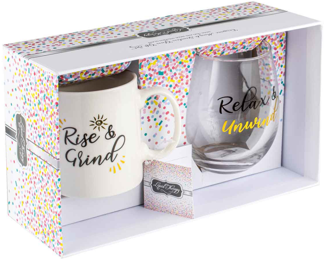 Grind/Relax Mug & Glass Gift Set