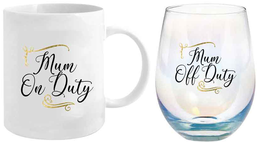 Mum On Duty/Off Duty Mug & Glass Gift Set