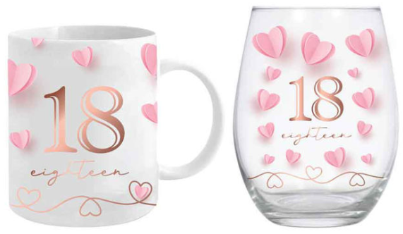 18th Mug & Glass Gift Set
