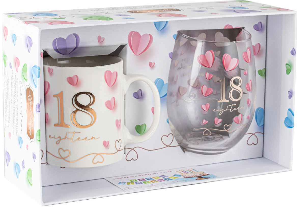 18th Mug & Glass Gift Set