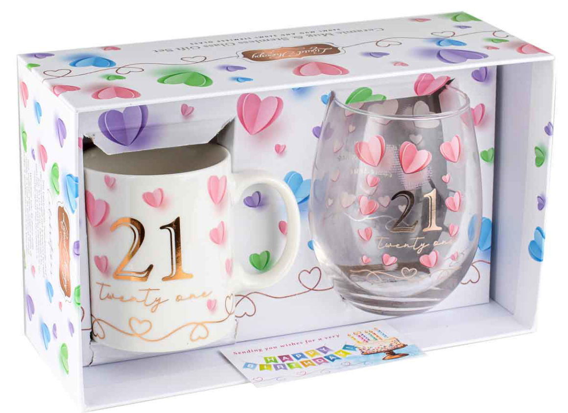 21st Mug & Glass Gift Set