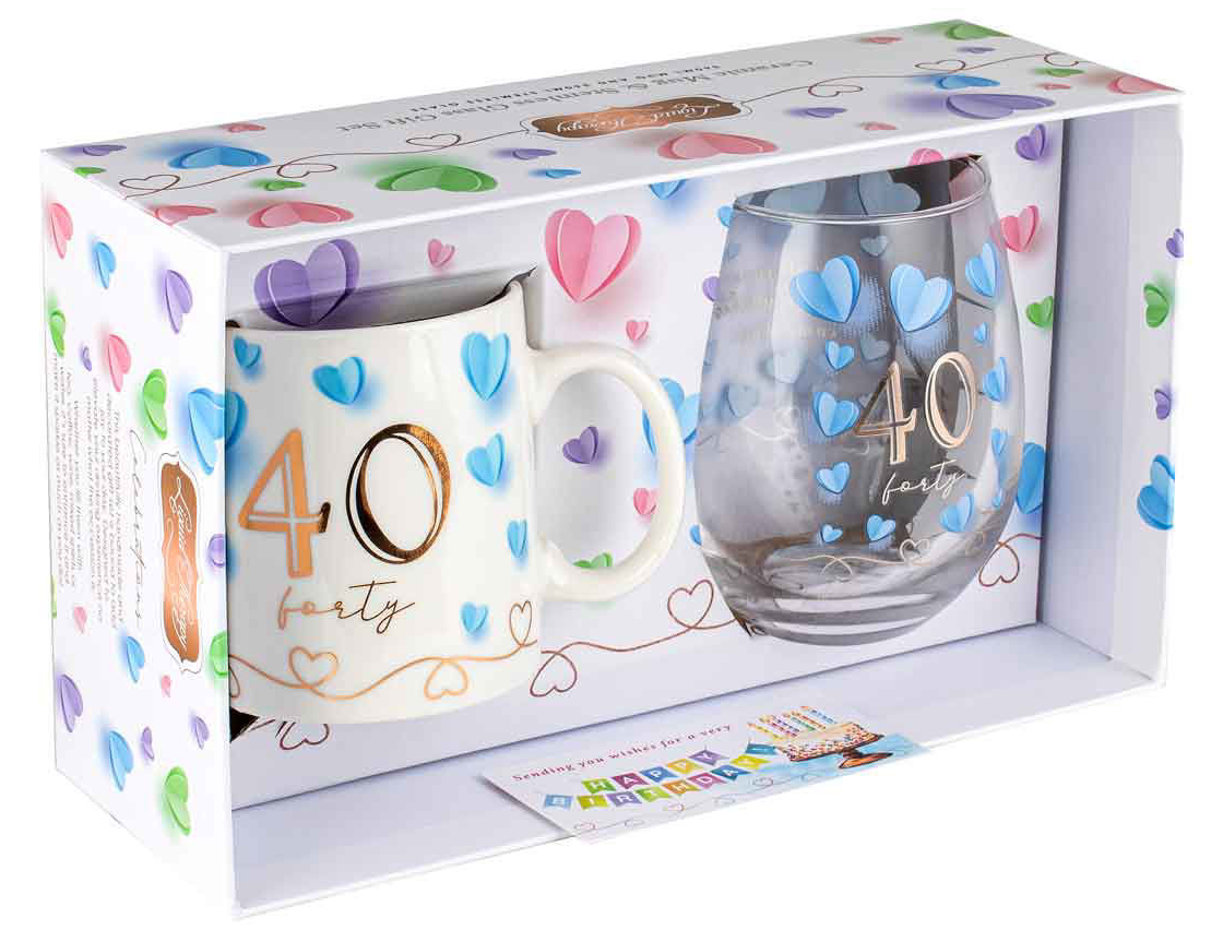 40th Mug & Glass Gift Set