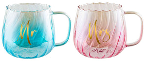 Mr & Mrs Fluted Glass Mug Set