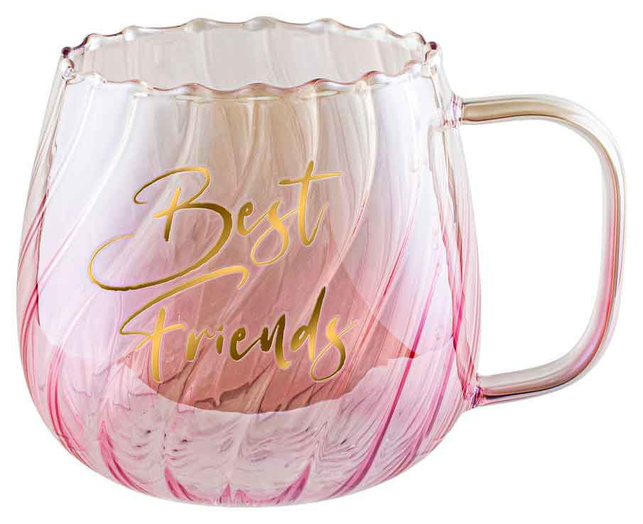 Best Friends Fluted Glass Mug