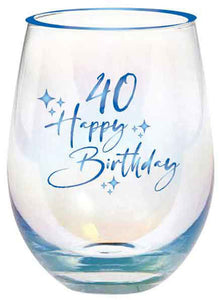 40th Foil Stemless Glass