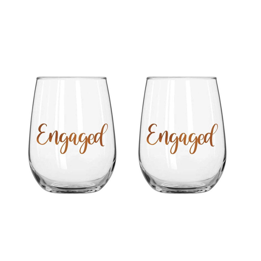 Engaged Holgraphic Stemless Glasses Set