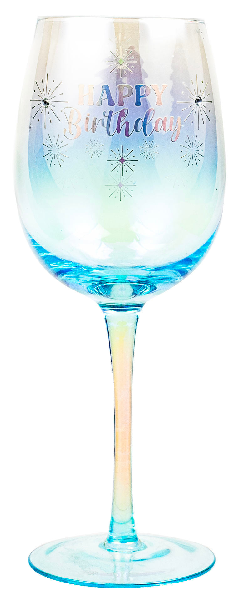 Happy Birthday Holographic Wine Glass