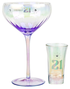 21st Holographic Coupe & Shot Glass 