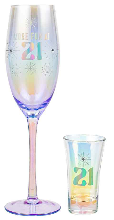 21st Champagne & Shot Glass Set